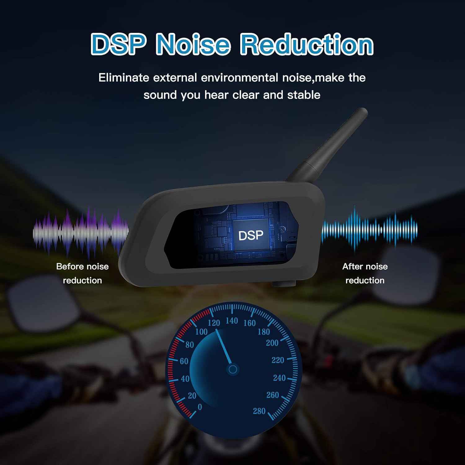 Ejeas V6 Pro Plus Multi-Rider Bluetooth Intercom - DSP Noise Cancellation, 800m Range, 18Hr Battery With 1-Year Warranty