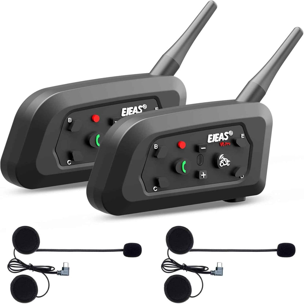 EJEAS V6 Pro Plus Bluetooth Helmet Intercom (2 Units) – 2‑Rider, 800 m Range