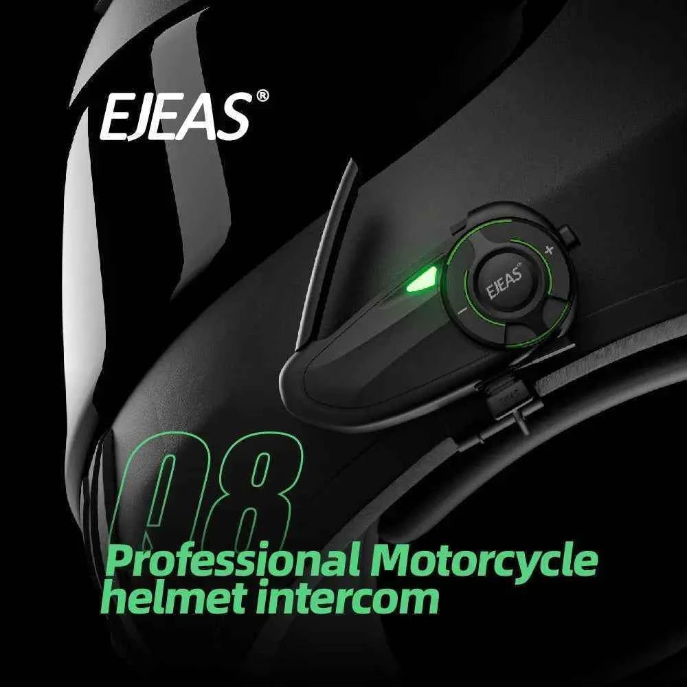 EJEAS Q8 5G Mesh Helmet Intercom (2 Units) – 6‑Rider, 1‑Km Range