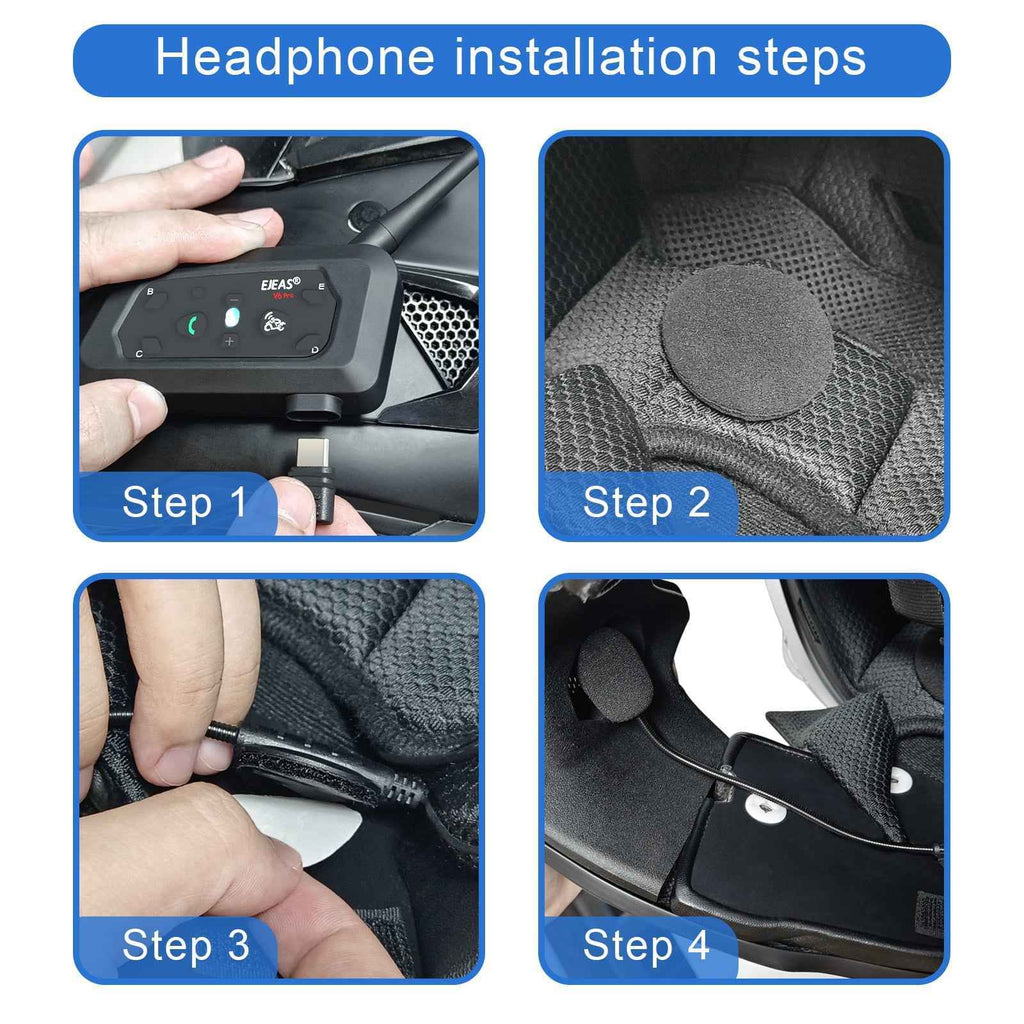 Ejeas V6 Pro Plus Multi-Rider Bluetooth Intercom - DSP Noise Cancellation, 800m Range, 18Hr Battery With 1-Year Warranty